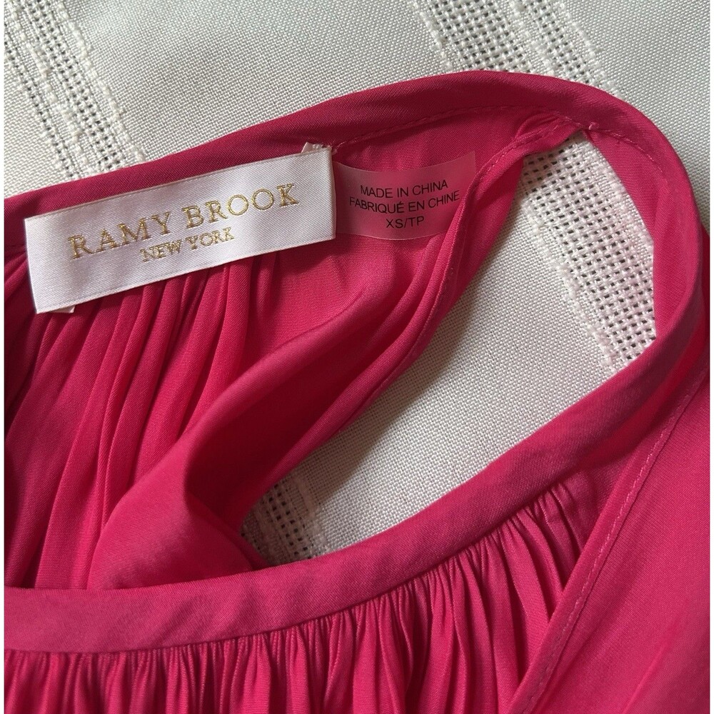 Ramy Brook New York Audrey Smocked MidiDress Women’s XS Satin Pink Orig $425 EUC - Picture 13 of 16